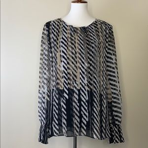 ST. JOHN Sheer Silk Chiffon Longsleeve Blouse Top